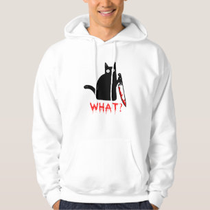 Grappig Murderous Black Cat What? Holding-mes T-S Hoodie