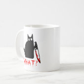 Grappig Murderous Cat Holding Knife Black cat wat? Koffiemok (Voorkant links)