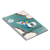 Grappig Muscular Shark Comic Notitieboek – HI, LOV (Rechterzijde)