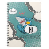 Grappig Muscular Shark Comic Notitieboek – HI, LOV (Voorkant)