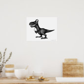 Grappig muziekdinosauruspeninktekenkunst poster (Keuken)