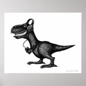 Grappig muziekdinosauruspeninktekenkunst poster (Voorkant)