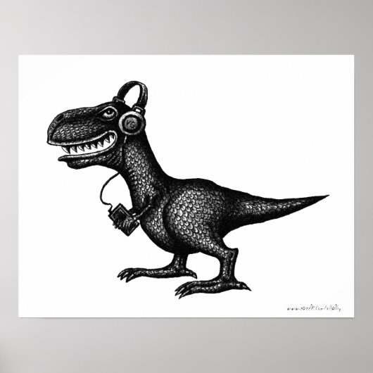 Grappig muziekdinosauruspeninktekenkunst poster (Voorkant)