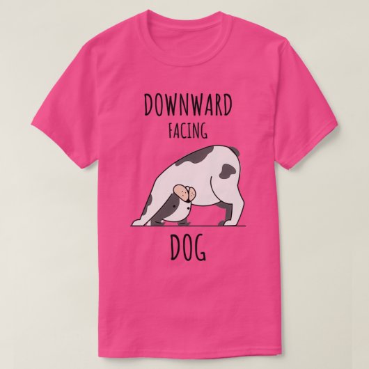 Grappig naar beneden gerichte hond t-shirt (Design voorkant)