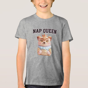Grappig "Nap Queen" Sleepy Animal Design Tri-Blend Shirt