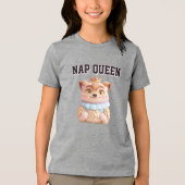 Grappig "Nap Queen" Sleepy Animal Design Tri-Blend Shirt (Voorkant)