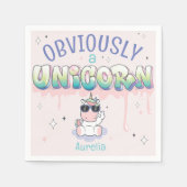 Grappig natuurlijk een unicorn thema verjaardagsfe servet (Voorkant)