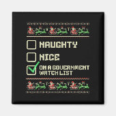 Grappig Naughty Nice op een overheidslijst Chri Magneet (Voorkant)