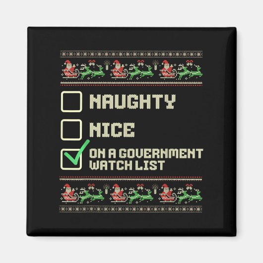Grappig Naughty Nice op een overheidslijst Chri Magneet (Voorkant)