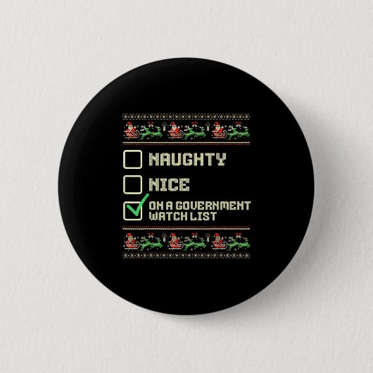Grappig Naughty Nice op een overheidslijst Chri Ronde Button 5,7 Cm (Voorkant)