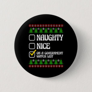 Grappig Naughty Nice op een overheidslijst Chri Ronde Button 5,7 Cm