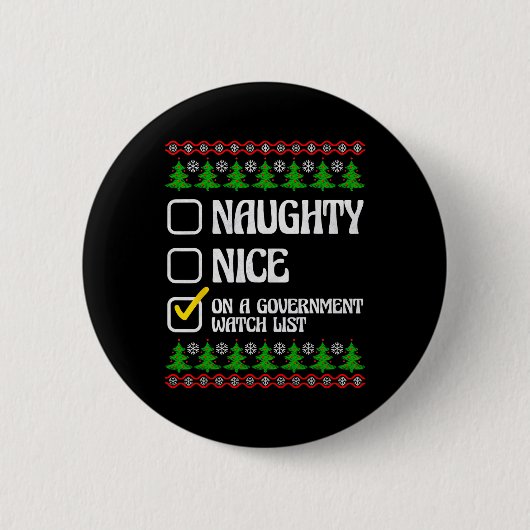 Grappig Naughty Nice op een overheidslijst Chri Ronde Button 5,7 Cm (Voorkant)