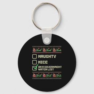 Grappig Naughty Nice op een overheidslijst Chri Sleutelhanger