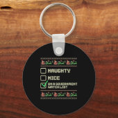 Grappig Naughty Nice op een overheidslijst Chri Sleutelhanger (Voorkant)