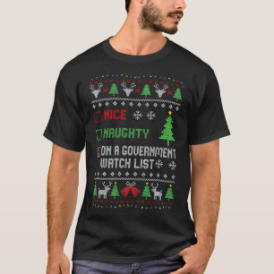 Grappig Naughty Nice op een overheidslijst Chri T-shirt