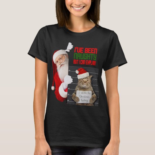 Grappig Naugthy Cat Stole Christmas Turkije T-shir T-shirt (Voorkant)