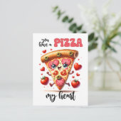 Grappig, neem een pizza met mijn hart Punny Valent Briefkaart (Staand voorkant)