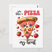 Grappig, neem een pizza met mijn hart Punny Valent Briefkaart (Voorkant / Achterkant)