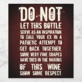 Grappig Neem geen contact op met ex wijnlabels! Wijn Etiket (Enkel label)