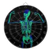 Grappig Neon Turquoise Zwart Skelet Halloween Dartbord (Voorkant)