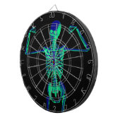 Grappig Neon Turquoise Zwart Skelet Halloween Dartbord (Voorkant Rechts)