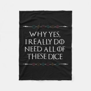 Grappig Nerdy Gaming D20 RPG Dice Gezegde Quote Gr Fleece Deken