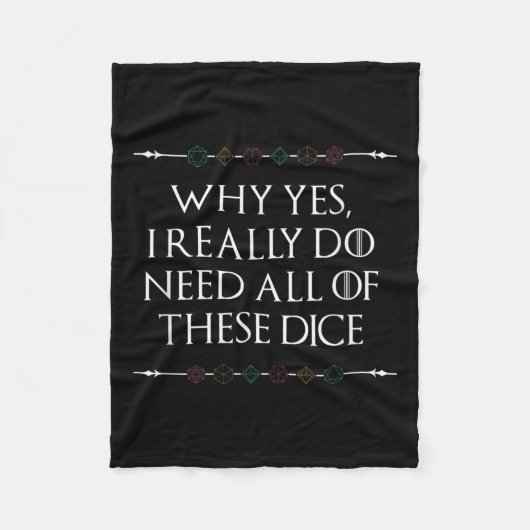 Grappig Nerdy Gaming D20 RPG Dice Gezegde Quote Gr Fleece Deken (Voorkant)