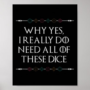 Grappig Nerdy Gaming D20 RPG Dice Gezegde Quote Gr Poster