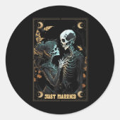 Grappig Net Getrouwd Echtgenote Skeleton Bachelore Ronde Sticker (Voorkant)