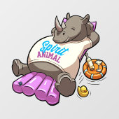 Grappig neushoorn geest dierlijk zwembad party Car Raamsticker (Vel)