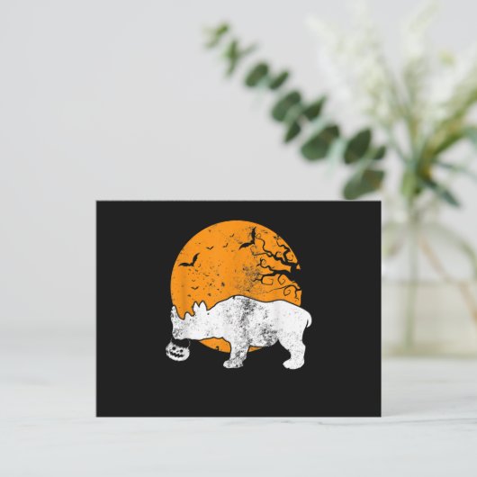 Grappig Neushoorn Pompoen Halloween Kostuum Cadeau Briefkaart (Staand voorkant)