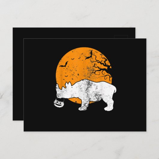 Grappig Neushoorn Pompoen Halloween Kostuum Cadeau Briefkaart (Voorkant / Achterkant)
