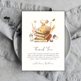 Grappig Neutral Boho Book Mouse Baby shower Bedankkaart