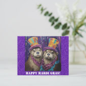 Grappig New Orleans Mardi Gras Otter Briefkaart (Staand voorkant)