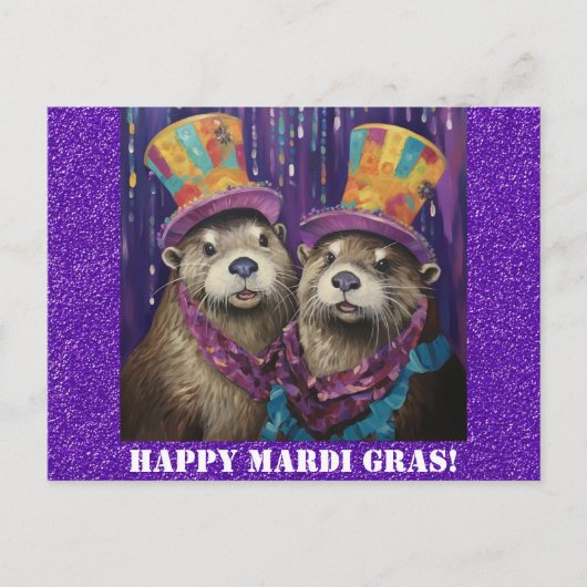 Grappig New Orleans Mardi Gras Otter Briefkaart (Voorkant)