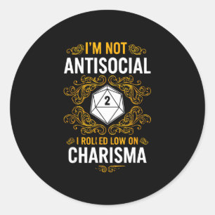 Grappig niet antisociaal gerold charisma zeggen ronde sticker