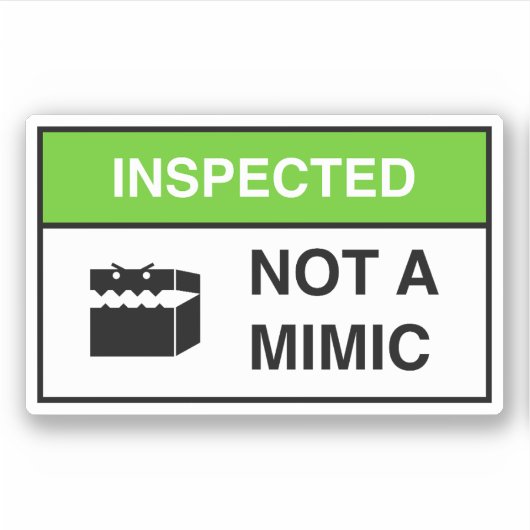 Grappig Niet een Mimic Teken Tafel RPG Sticker (Voorkant)