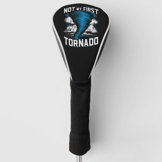 Grappig Niet Mijn Eerste Tornado Retro Storm Jager Golfheadcover (Voorkant)