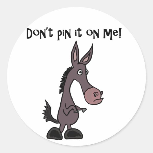 Grappig Niet Pin It On Me Ezel Cartoon Ronde Sticker (Voorkant)