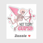 Grappig Niet Vandaag Cupido Skelet Anti-Valentijn Sticker (Vel)