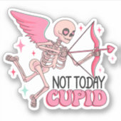 Grappig Niet Vandaag Cupido Skelet Anti-Valentijn Sticker (Voorkant)