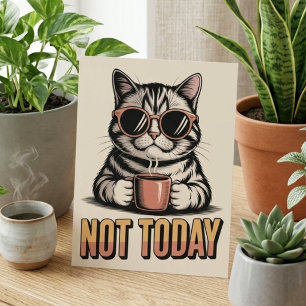 Grappig Niet Vandaag Koele Kat Koffieliefhebber Re Briefkaart