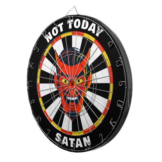 Grappig niet vandaag Satan Dartboard Dartbord (Voorkant Rechts)