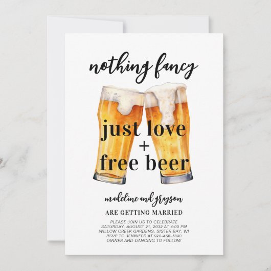 Grappig Niets Fancy Liefde Gratis Bier Casual Brui Kaart (Voorkant)