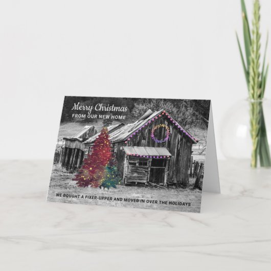 Grappig nieuw huis voor kerst  Fixer Upper Feestdagen Kaart (Voorkant)