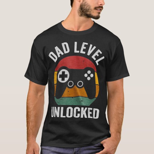 Grappig nieuw papa level ontgrendeld dag T-shirt (Voorkant)