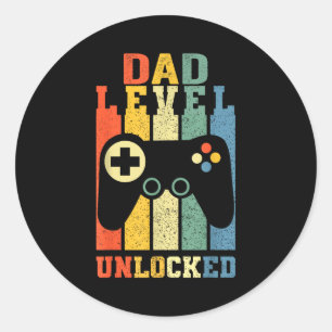 Grappig Nieuw Vader Shirt Vader Niveau Ontgrendeld Ronde Sticker
