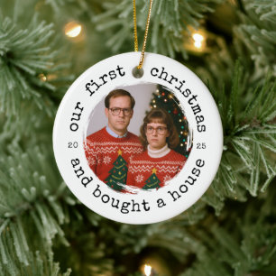 Grappig Nieuwe Thuis Eerste Kerst & Een Huis Gek Keramisch Ornament