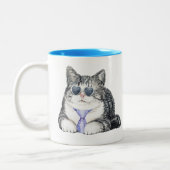 Grappig nieuwigheid... ik werk hard voor mijn kat tweekleurige koffiemok (Links)