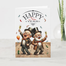 Grappig nieuwjaar homokoppel in  karikaturen feestdagen kaart